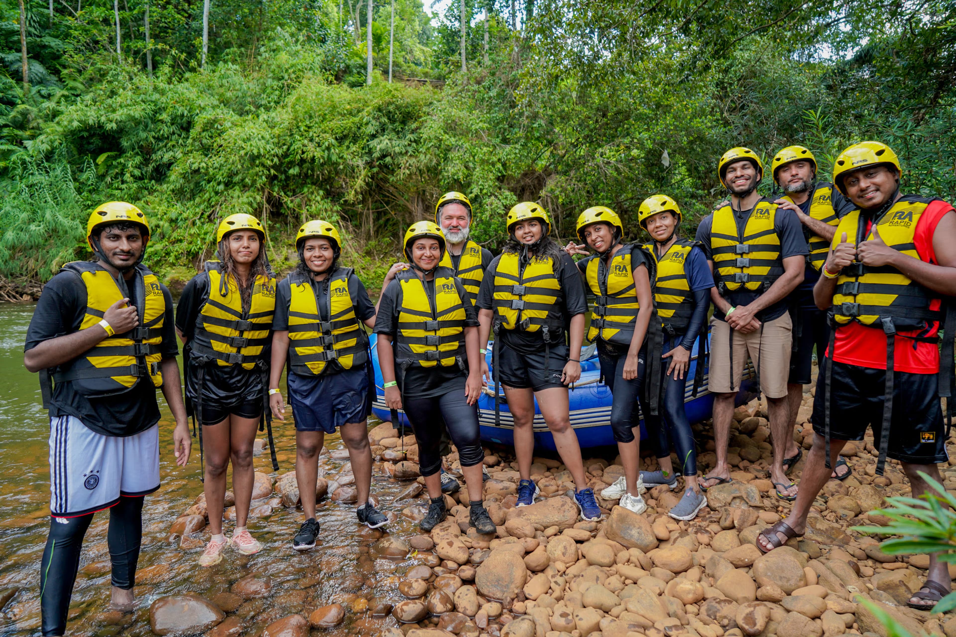 Adventure LK rafting team on the water